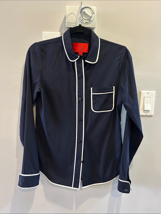 Zac Posen Tops - Zac Posen Spoke New York Trim Silk Button Up